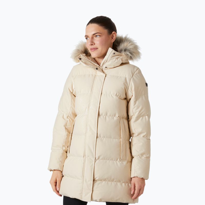 Blossom Puffy Parka pentru femei, jachetă de puf crem în jos