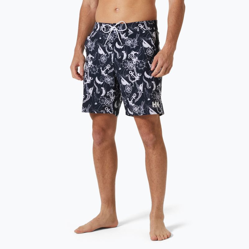 Pantaloni scurți de baie pentru bărbați Helly Hansen Newport Boardshorts 8" navy nautical aop