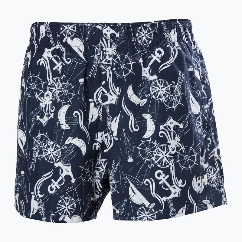Pantaloni scurți de baie pentru bărbați Helly Hansen Newport Trunk navy nautical aop