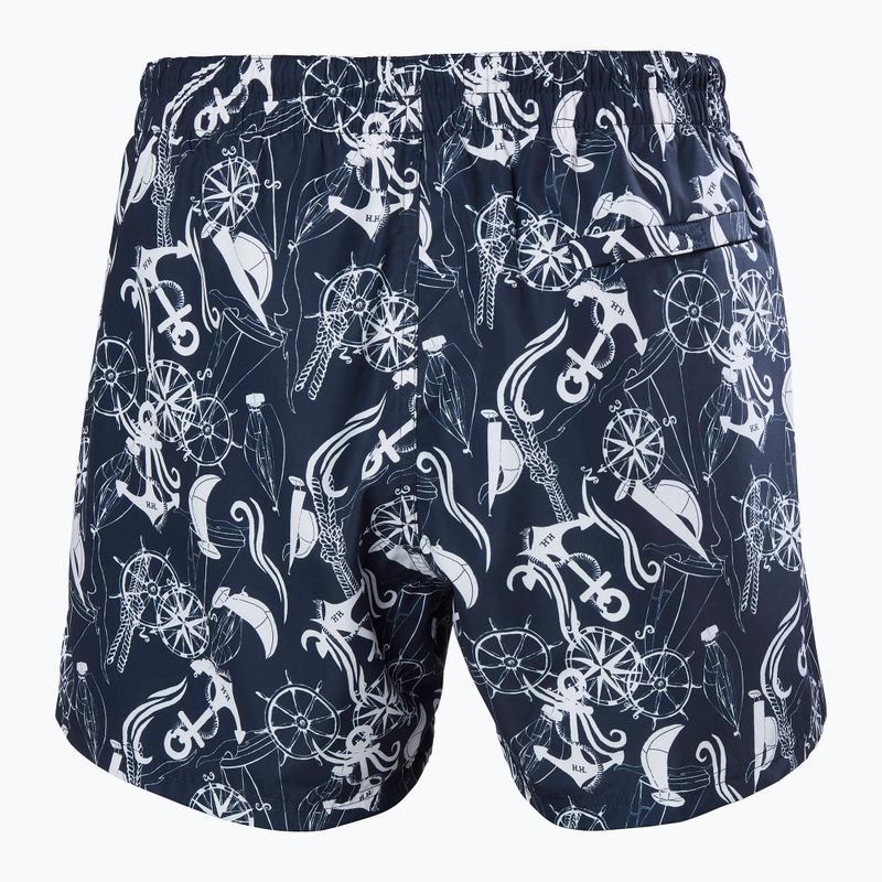 Pantaloni scurți de baie pentru bărbați Helly Hansen Newport Trunk navy nautical aop 2