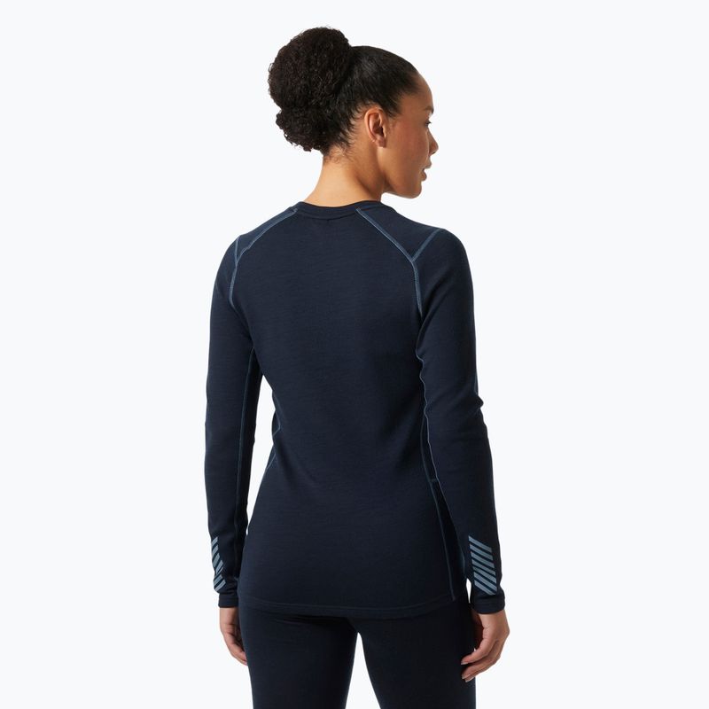 Bluză termică damă Helly Hansen Lifa Merino Midweight Graphic Crew navy nordic rose aop 2