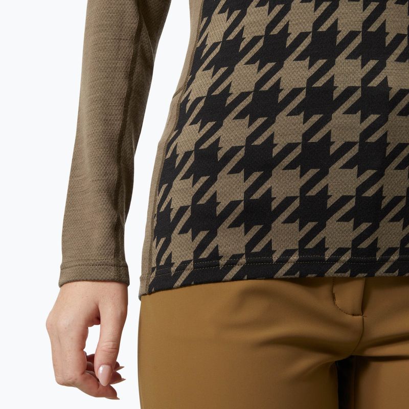 Bluză termică damă Helly Hansen Lifa Merino Midweight Graphic Crew sepia houndstooth aop 4