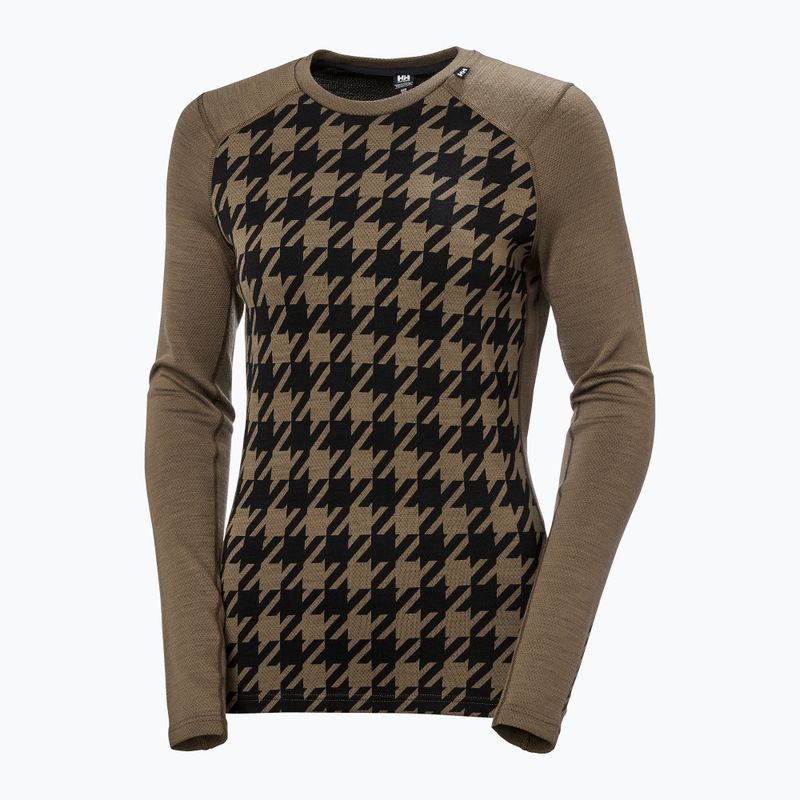 Bluză termică damă Helly Hansen Lifa Merino Midweight Graphic Crew sepia houndstooth aop 5