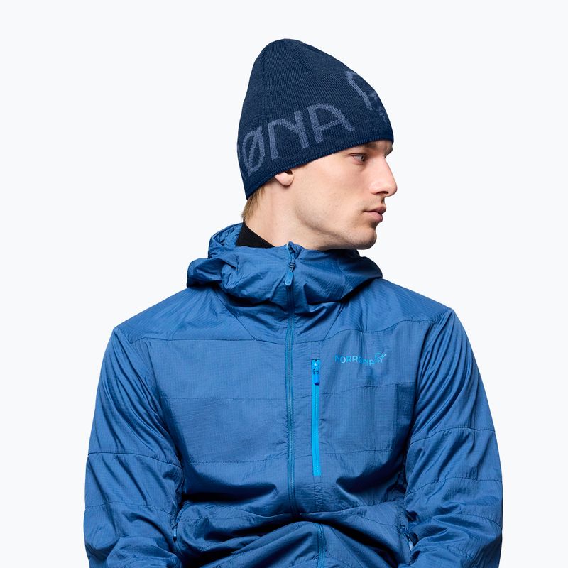 Căciulă de iarnă NORRONA MerinoUll Logo Beanie indigo night melange 3