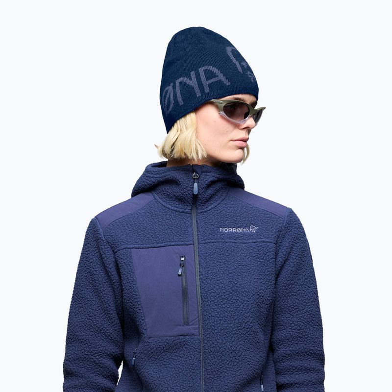 Căciulă de iarnă NORRONA MerinoUll Logo Beanie indigo night melange 6