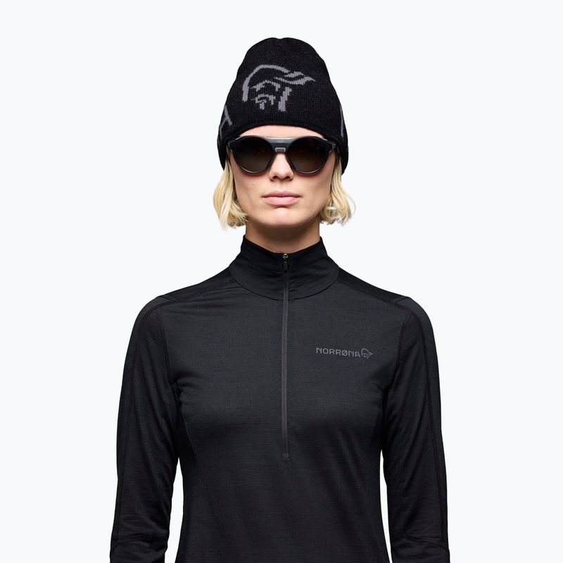 Căciulă de iarnă NORRONA MerinoUll Logo Beanie caviar melange 2