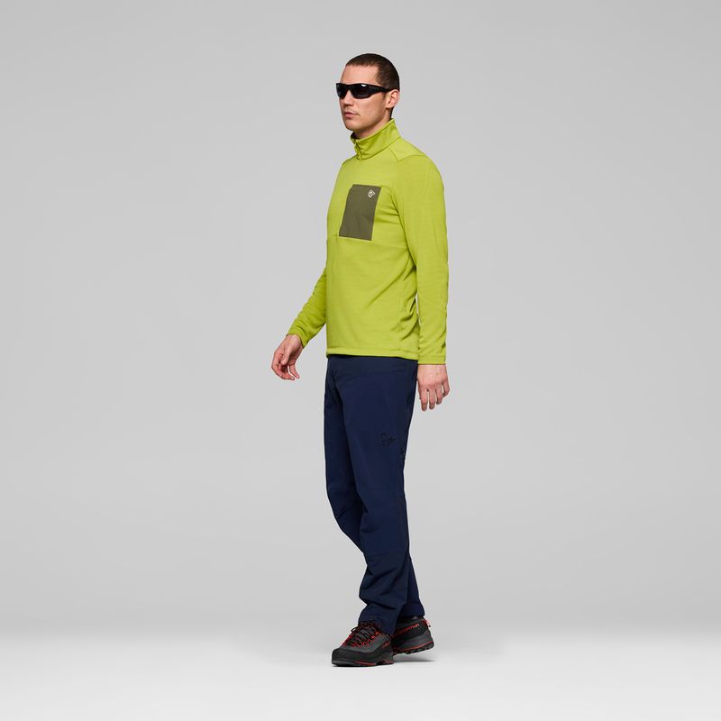 Bluză de trekking pentru bărbați NORRONA Femund Warm1 Zip Neck golden lime/olive night 4