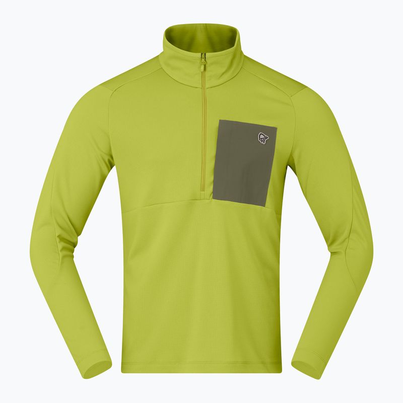 Bluză de trekking pentru bărbați NORRONA Femund Warm1 Zip Neck golden lime/olive night 5