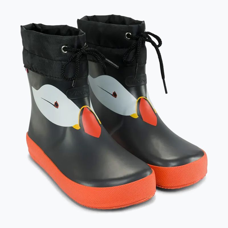 Cizme de cauciuc pentru copii Viking Footwear Alv Barefoot Paw Print negru 10