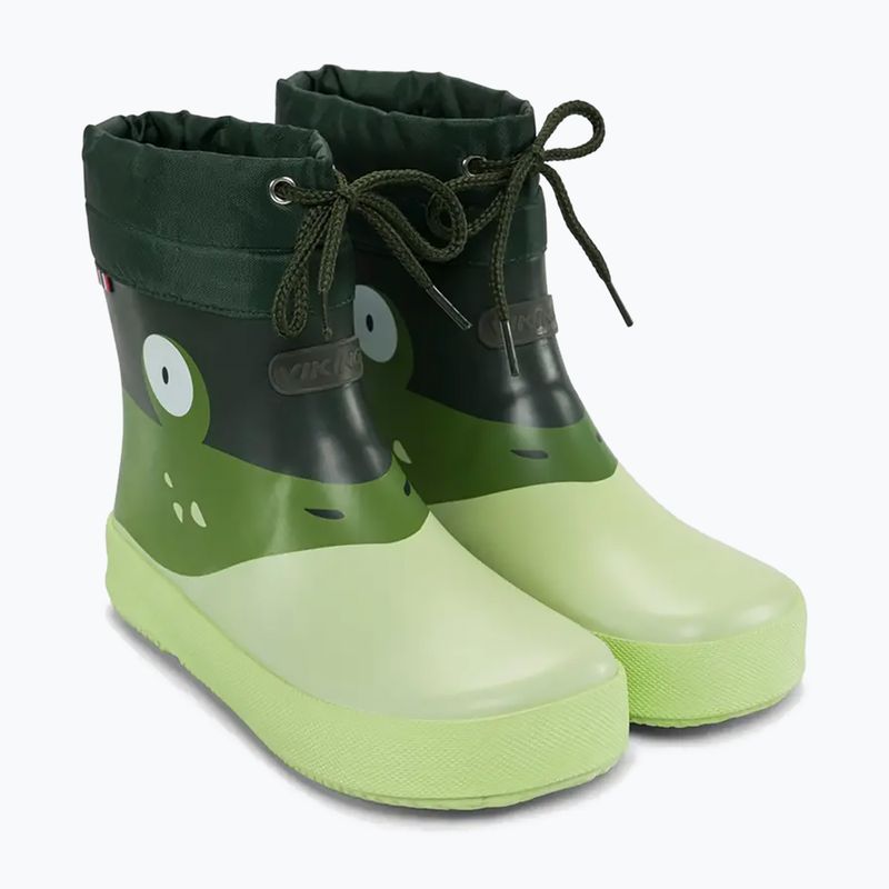 Cizme de cauciuc pentru copii Viking Footwear Alv Barefoot Paw Print verde deschis/verde 10