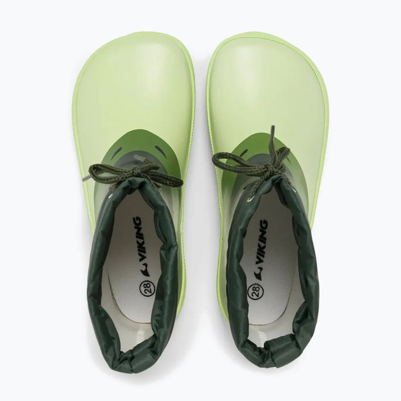 Cizme de cauciuc pentru copii Viking Footwear Alv Barefoot Paw Print verde deschis/verde 12