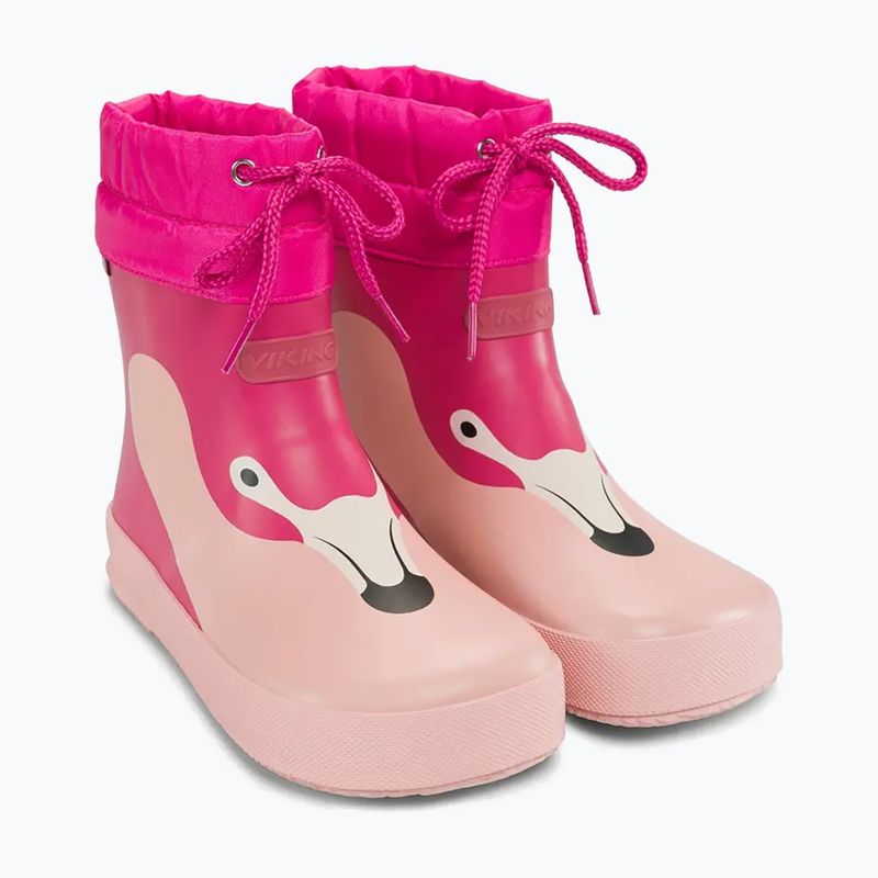 Cizme de cauciuc pentru copii Viking Footwear Alv Barefoot Paw Print roz deschis/magenta 10