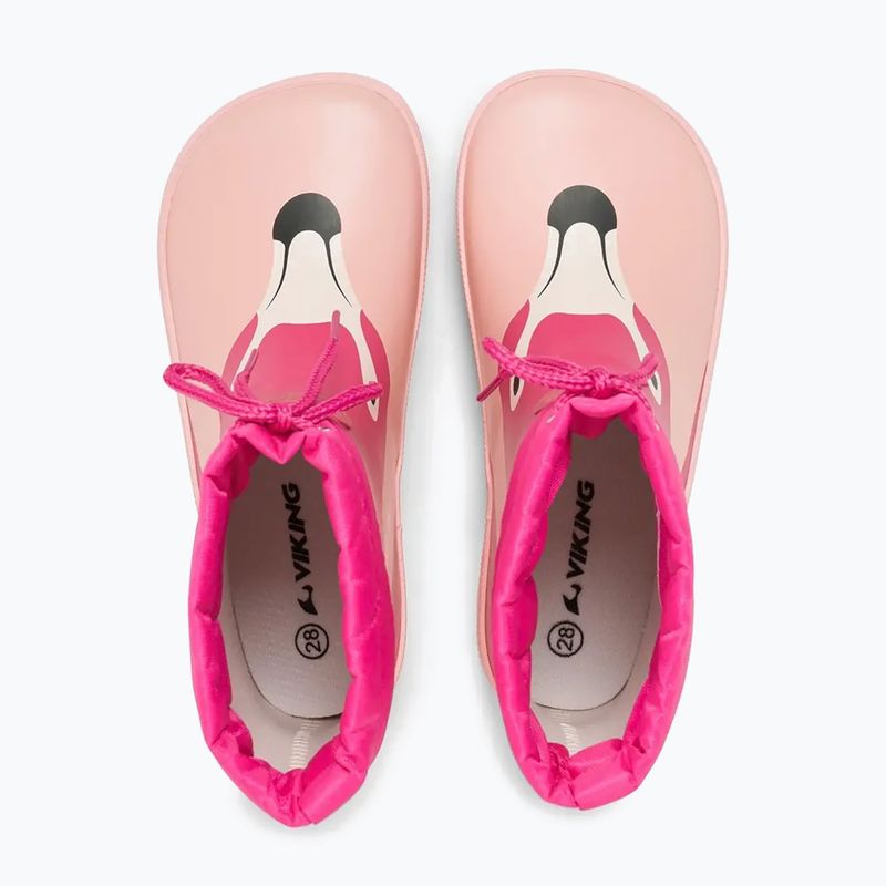 Cizme de cauciuc pentru copii Viking Footwear Alv Barefoot Paw Print roz deschis/magenta 12