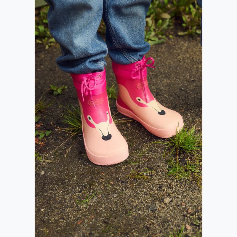 Cizme de cauciuc pentru copii Viking Footwear Alv Barefoot Paw Print roz deschis/magenta 14