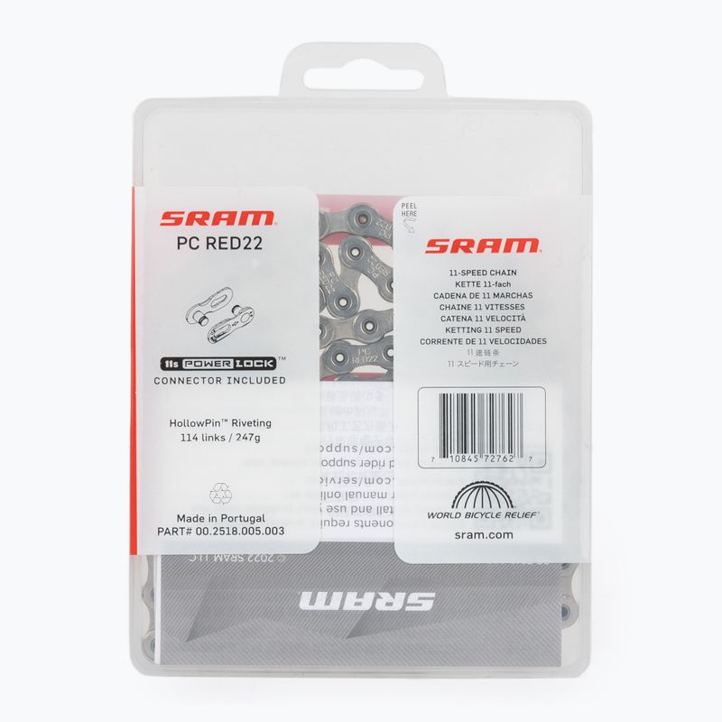 Lanț de bicicletă SRAM CN PCRED22 114LI W/ PWR.LCK 11S 1 gri 00.2518.005.003 2