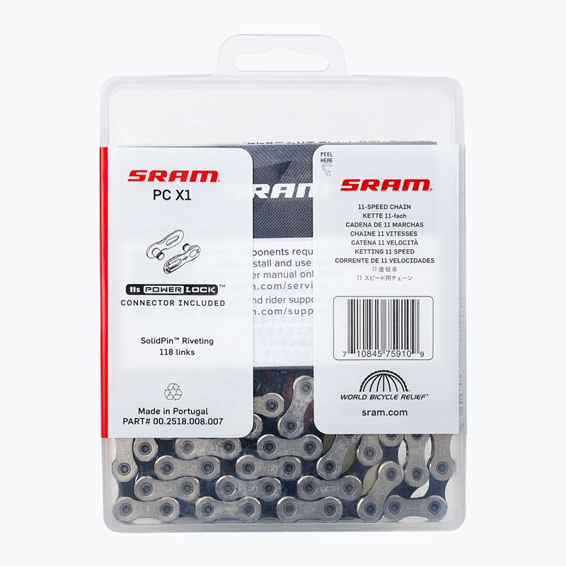 SRAM CN PCX1 118LI W/ PWR.LCK 11S 1 lanț de bicicletă argintiu 00.2518.008.007 2