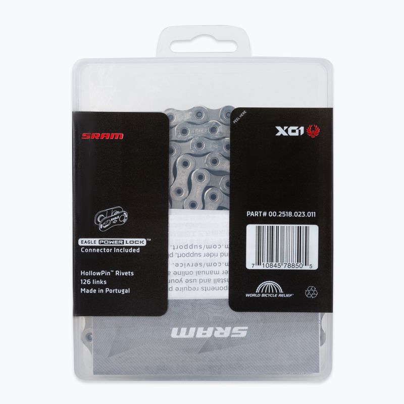 Lanț de bicicletă SRAM CN PCX01 EAGLE 126LI W/ PWR.LC argint 00.2518.023.011 2