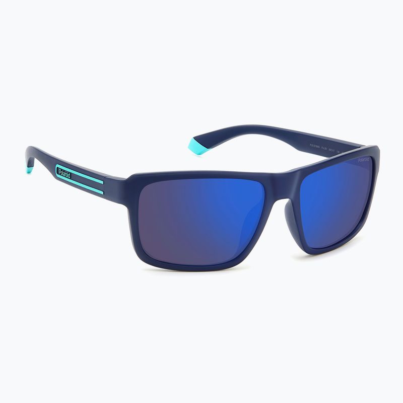 Ochelari de soare polarizați pentru bărbați Polaroid PLD 2158/S albastru mat/oglindă albastră