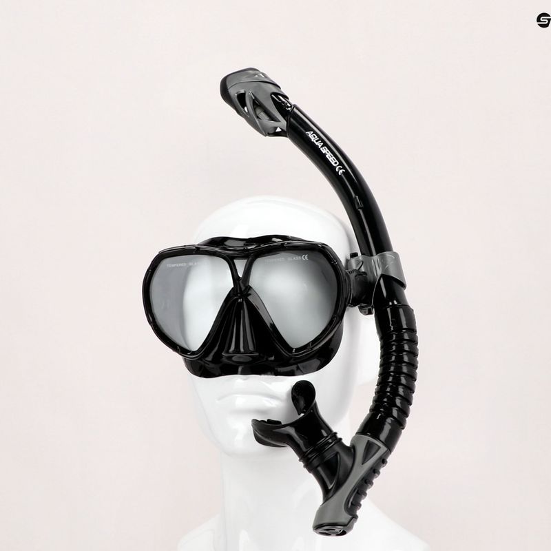 AQUA-SPEED Vanua + Borneo set de scufundări mască + snorkel negru 610 8