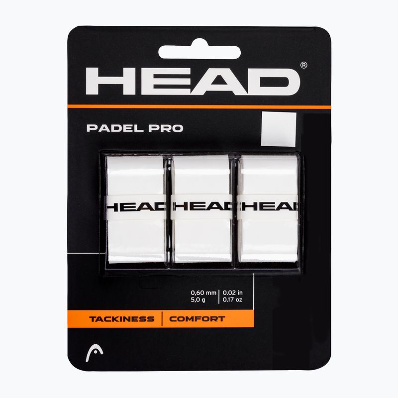 HEAD Padel Pro învelișuri pentru rachetă 3 buc alb.