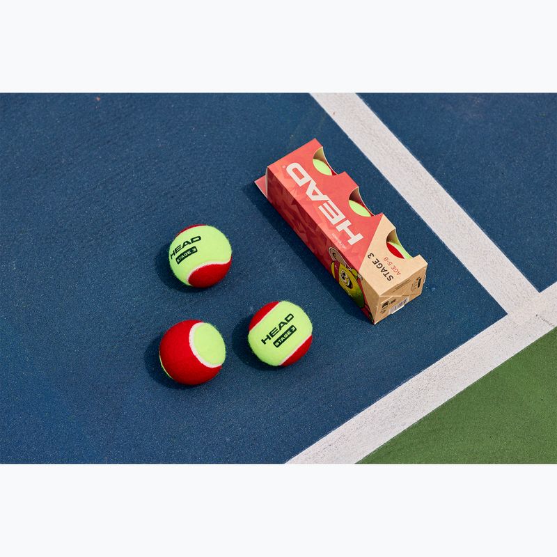 HEAD Stage 3 mingi de tenis pentru copii 3 buc roșu. 4
