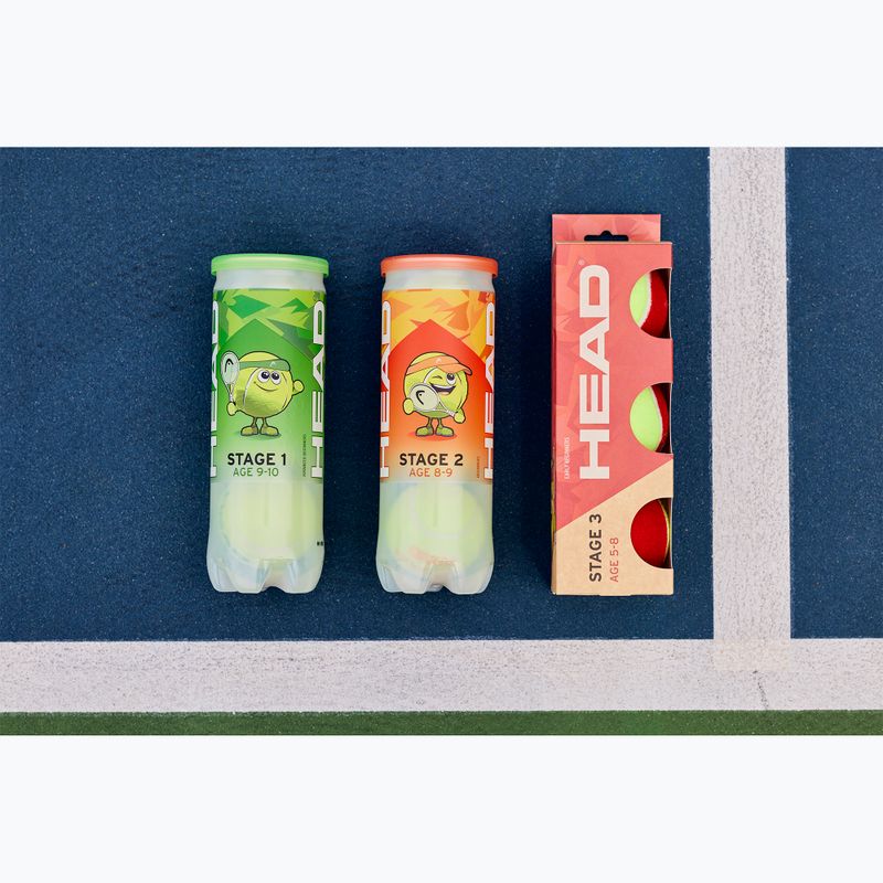 HEAD Stage 3 mingi de tenis pentru copii 3 buc roșu. 5