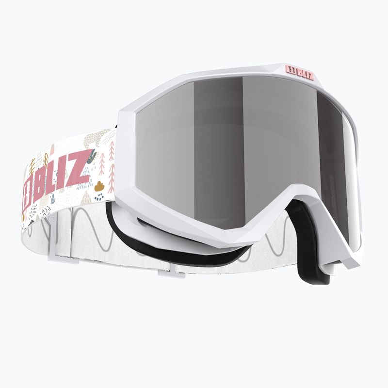 Ochelari de schi pentru copii Bliz Liner Jr white pink logo/pink&silver mirror