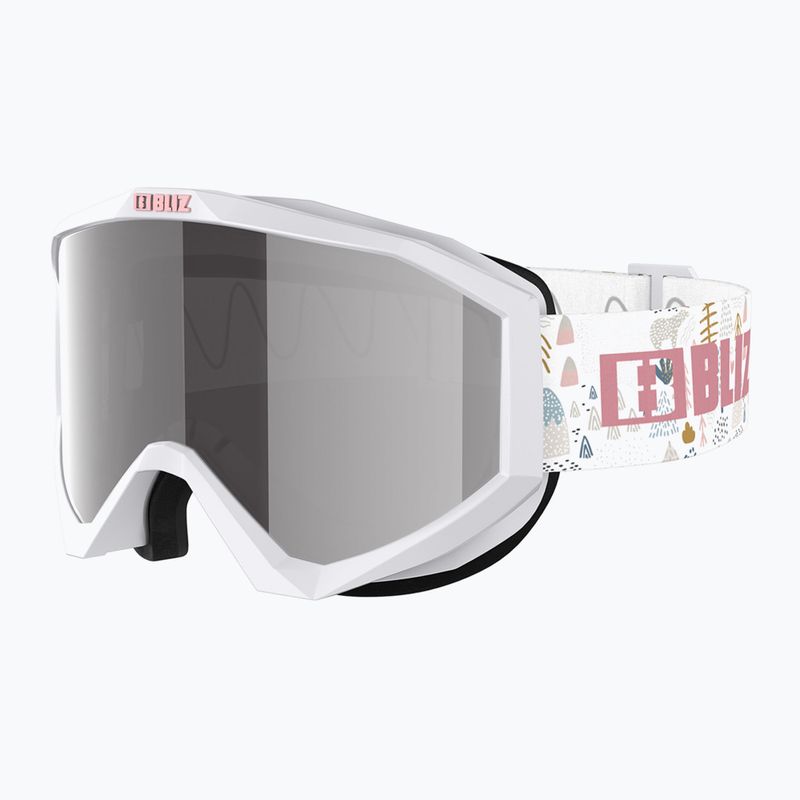 Ochelari de schi pentru copii Bliz Liner Jr white pink logo/pink&silver mirror 3