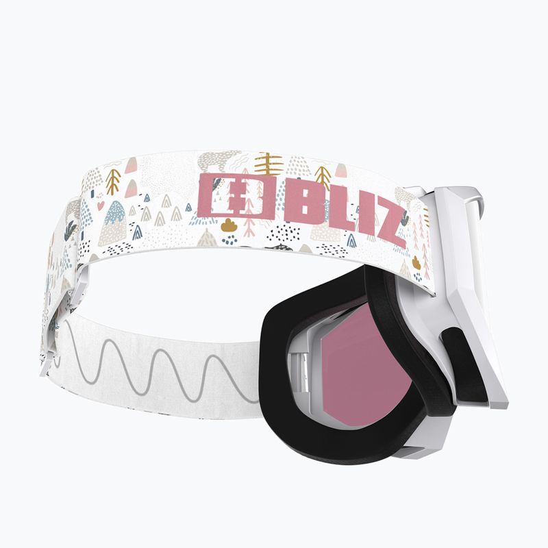 Ochelari de schi pentru copii Bliz Liner Jr white pink logo/pink&silver mirror 5