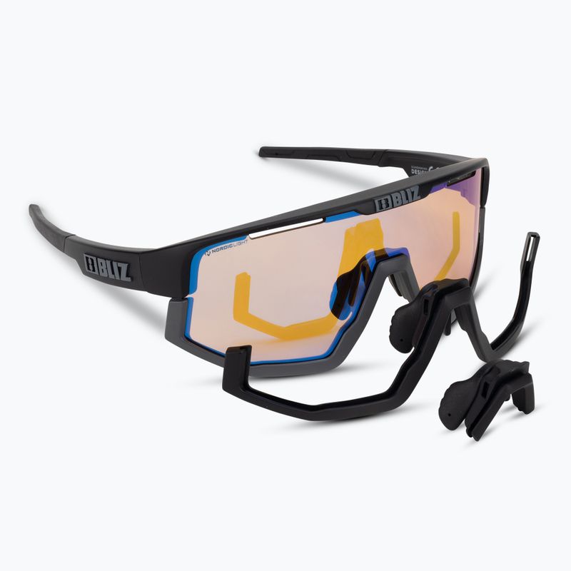 Bliz Vision Nano Optics Nordic Light S2 negru mat/coral deschis/albastru portocaliu ochelari de bicicletă multiplu