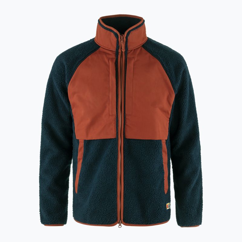 Hanorac bărbătesc Fjällräven Vardag Pile fleece sweatshirt navy/autumn leaf