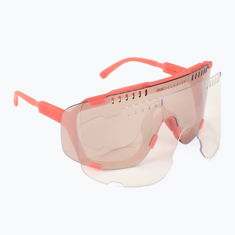 Ochelari de protecție pentru bicicletă POC Devour ammolite coral translucent/clarity trail silver