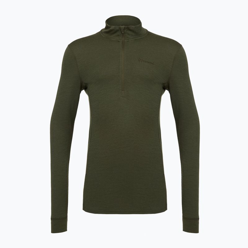 Bluză termoactivă pentru bărbați Pinewood Abisko Merino Base Layer Half Zip d.mossgreen