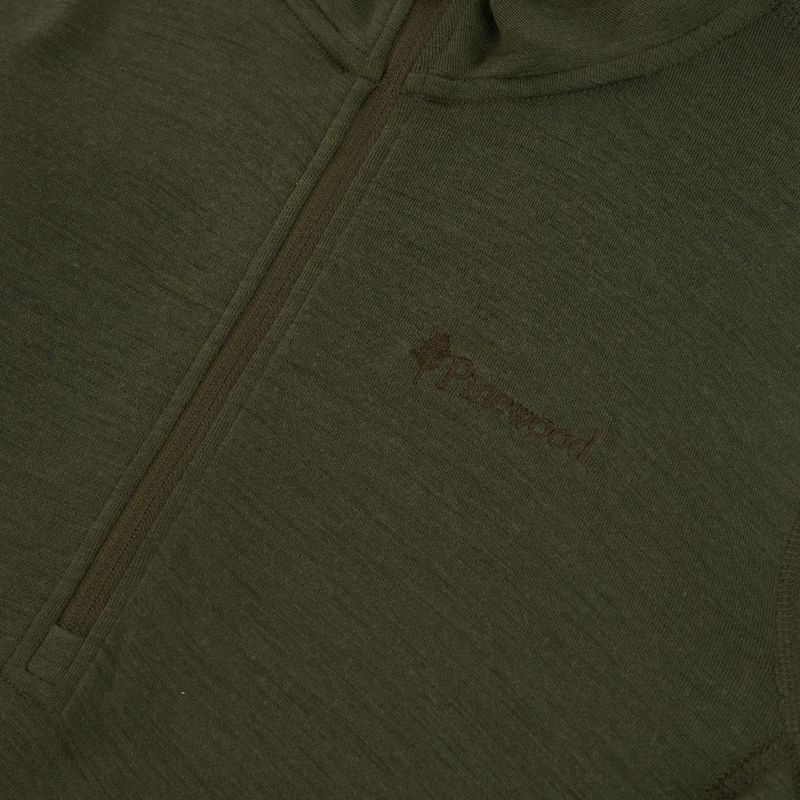 Bluză termoactivă pentru bărbați Pinewood Abisko Merino Base Layer Half Zip d.mossgreen 3