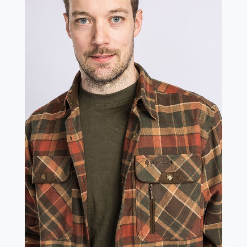 Cămașă pentru bărbați Pinewood Prestwick Exclusive d.green/terracotta 5