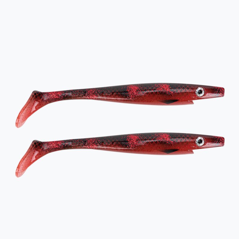 Strike Pro Pig Shad Jr momeală de cauciuc 2 buc negru/roșu TEV-SP172C-116