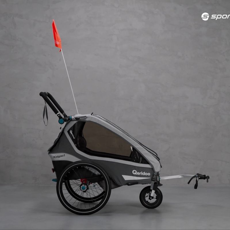 Qeridoo Kidgoo1 Sport remorcă pentru biciclete cu un singur scaun gri Q8S-20-G 12