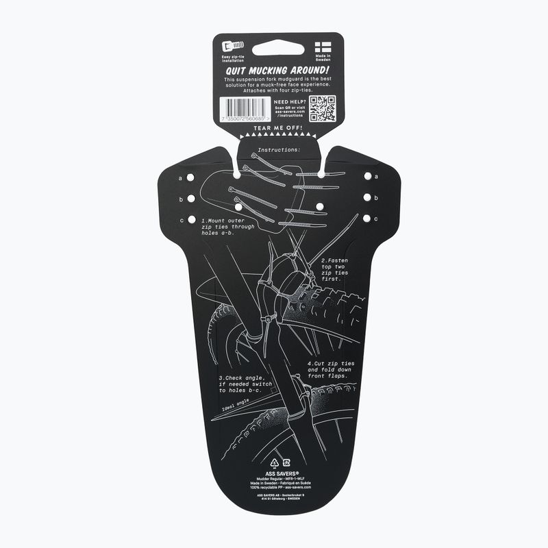 Ass Savers Mudder Mudder Aripă față de bicicletă alb/negru MFR-1-WLF 2