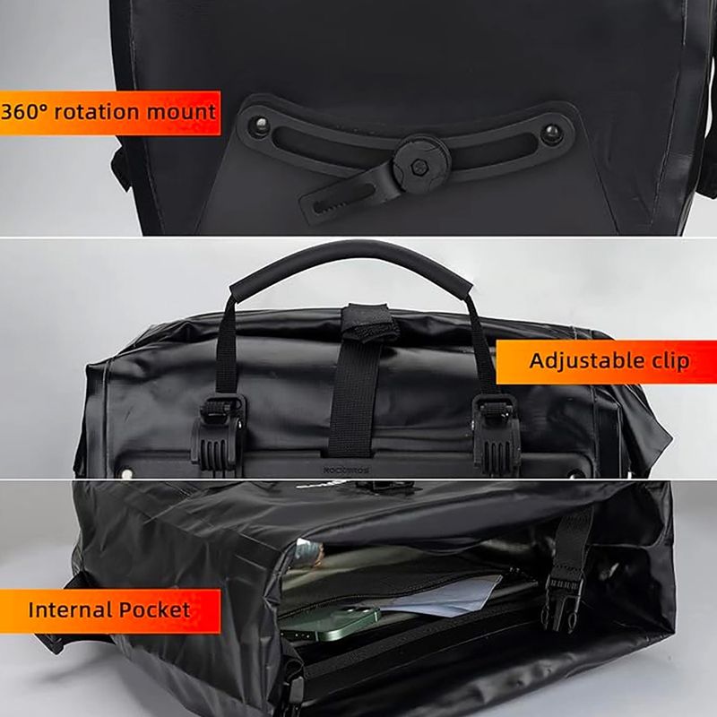 Genți de bicicletă Rockbros 30140022001 Bicycle Pannier Bag 2pcs black 2