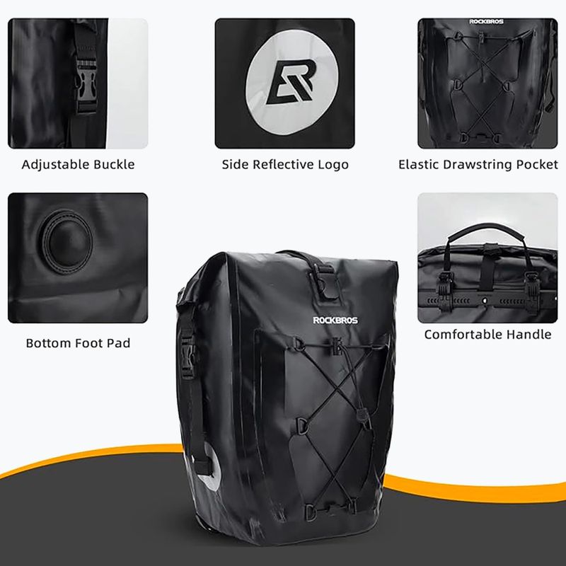 Genți de bicicletă Rockbros 30140022001 Bicycle Pannier Bag 2pcs black 4