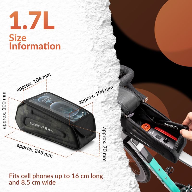 Geantă de bicicletă pentru cadru Rockbros 30120064 Bike Tube Bag camouflage 6