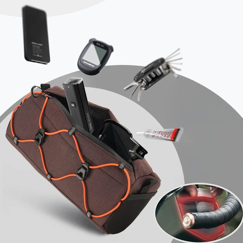 Geantă de bicicletă pentru ghidon Rockbros 30110054 Bike Front Bag 2,2 l brown 5