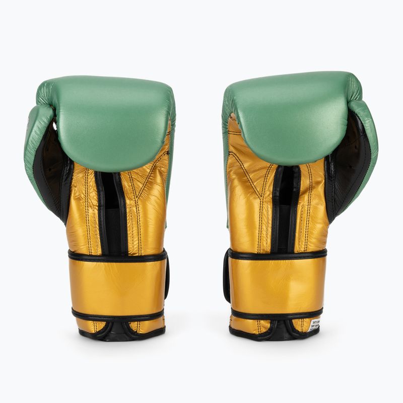 Mănuși de box Cleto Reyes Velcro Sparring metalic green/gold wbc 3
