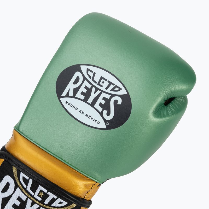 Mănuși de box Cleto Reyes Velcro Sparring metalic green/gold wbc 5