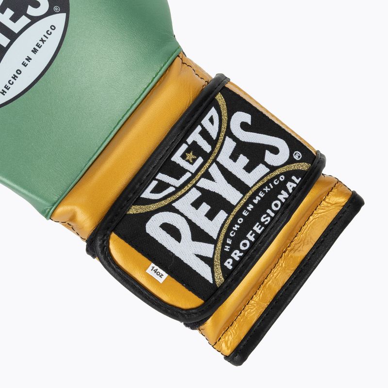 Mănuși de box Cleto Reyes Velcro Sparring metalic green/gold wbc 6