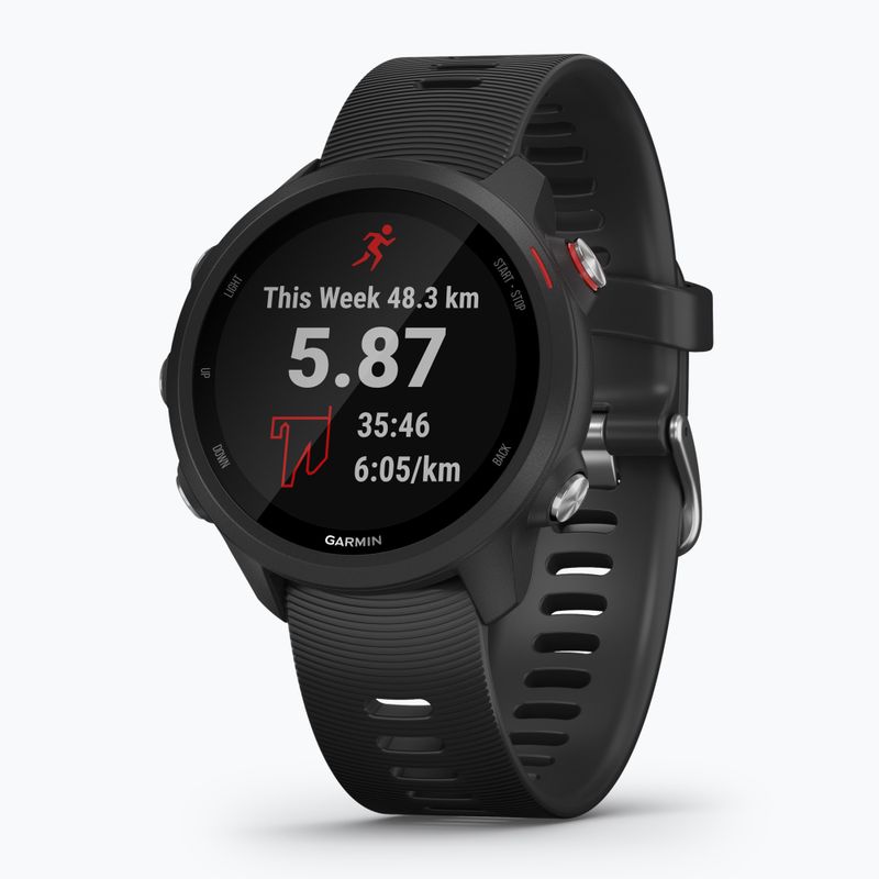 Ceas sport Garmin Forerunner 245 Music cu monitor ritm cardiac HRM Elevate Ox, negru, 010-02120-30