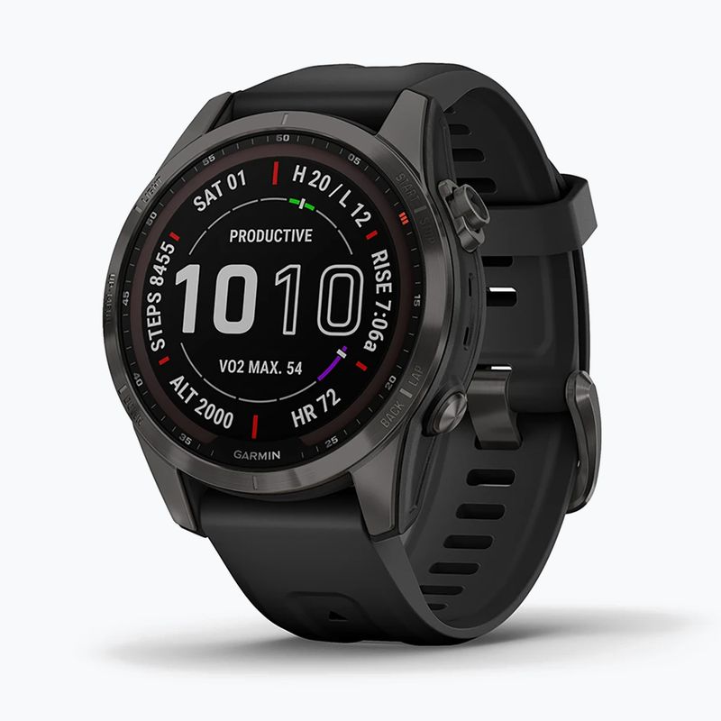 Ceas sport Garmin Fenix 7S Sapphire Solar Hrm Elevate Ox negru 010-02539-25