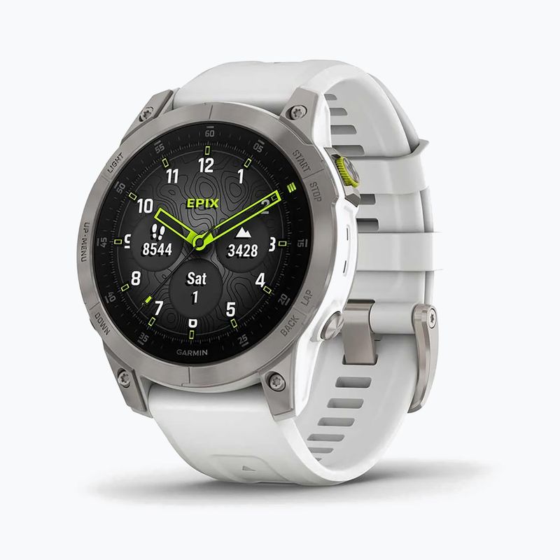 Ceas sport Garmin Epix 2 Sapphire HRM Elevate Ox alb 010-02582-21