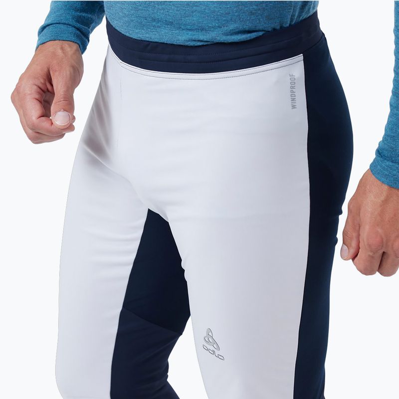 Pantaloni de schi fond pentru bărbați ODLO Langnes Langnes alb și albastru marin 622692 3