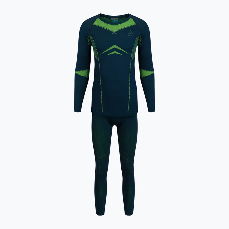 Lenjerie termoactivă pentru bărbați ODLO Fundamentals Performance Warm Long verde-bleumarin 196082/21022